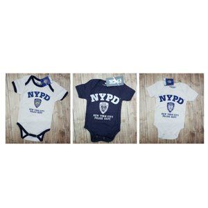 Three NYPD baby onesies